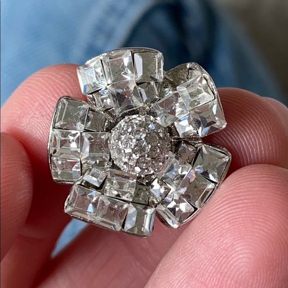 Crystal Clip on Flower Earrings - Picture 5 of 8